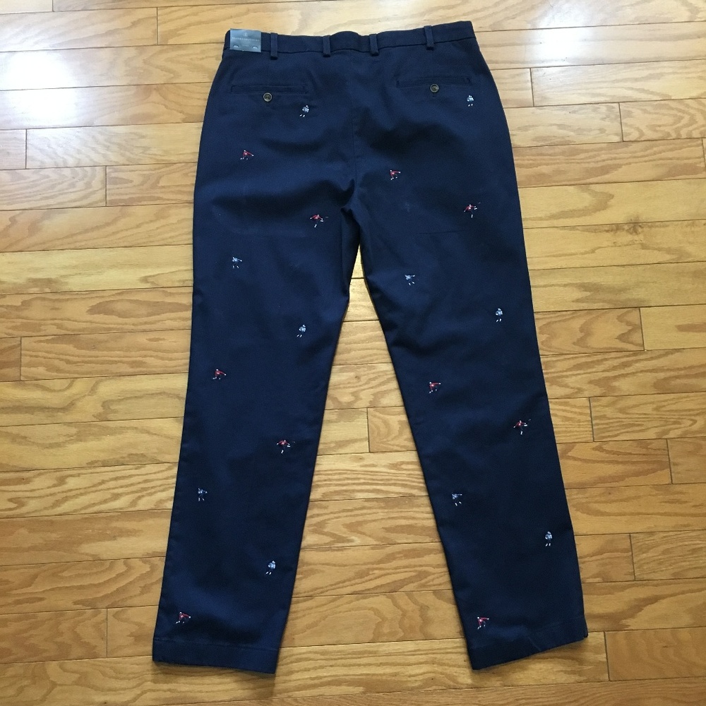 Brooks Brothers Khaki Pants Navy Blue Football NWT - Picture 3 of 8